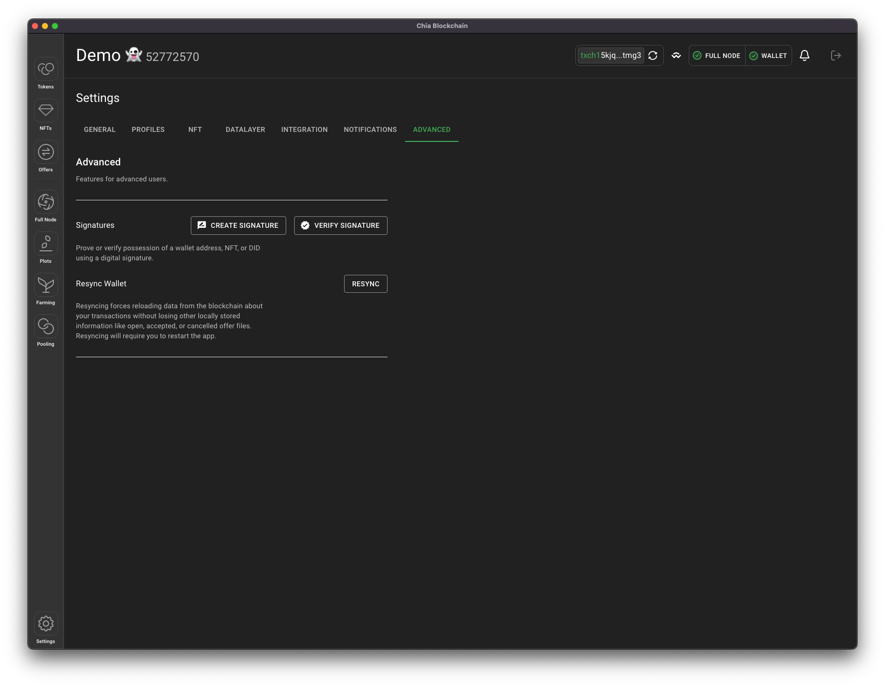 ADVANCED tab