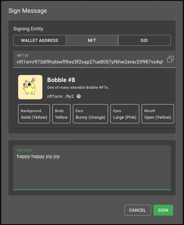 Sign a message