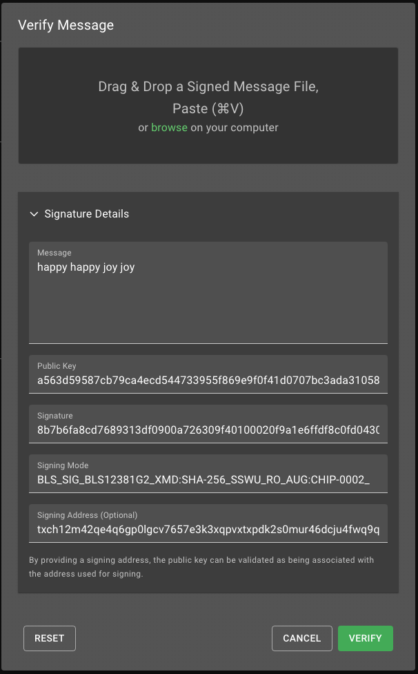 Verify the message