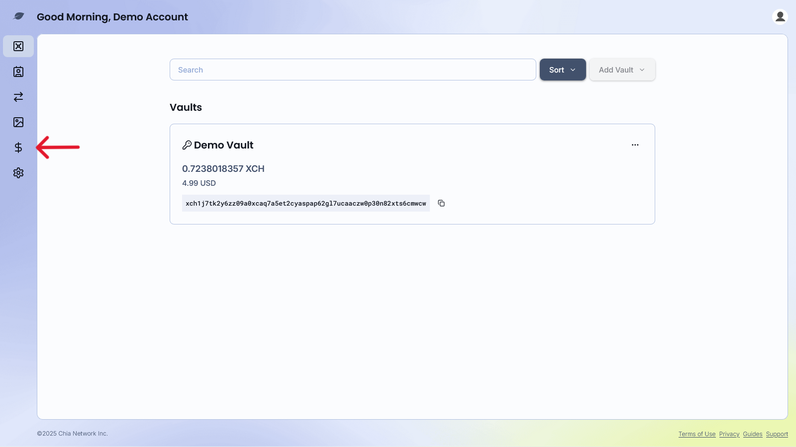 Navigate to Buy XCH screen